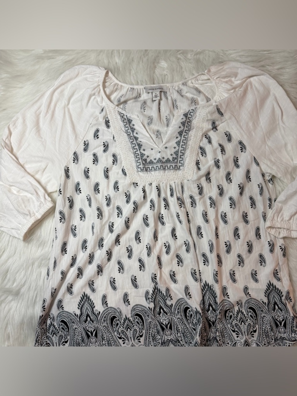 Vintage America Long Sleeve Blouse Paisley Design